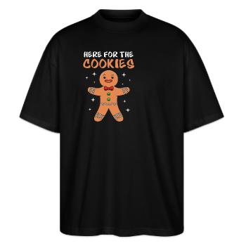 Lebkuchenmann Lebkuchenherz Lebkuchen Naschen - Stanley/Stella Oversized Unisex Bio T-Shirt Blaster 2.0 - Schwarz - Vorne - Alina (178cm) & Michal (187cm)