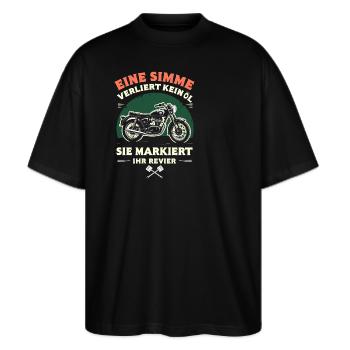 Simson DDR Moped Simson fan s51 ddr - Stanley/Stella Oversized Unisex Bio T-Shirt Blaster 2.0 - Schwarz - Vorne - Alina (178cm) & Michal (187cm)