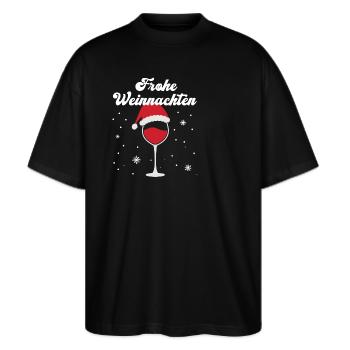 Frohe Weihnachten Wichteln Lustige Weihnachtsfeier - Stanley/Stella Oversized Unisex Bio T-Shirt Blaster 2.0 - Schwarz - Vorne - Alina (178cm) & Michal (187cm)