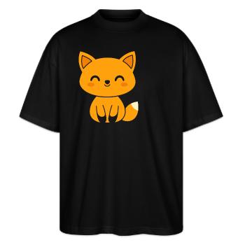 Fuchs - Stanley/Stella Oversized Unisex Bio T-Shirt Blaster 2.0 - Schwarz - Vorne - Alina (178cm) & Michal (187cm)