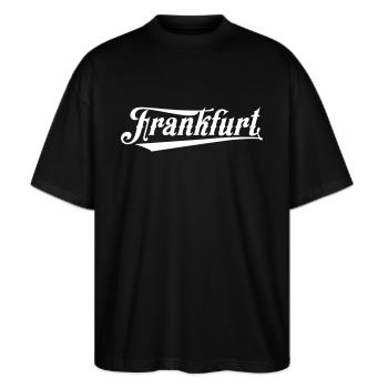 Frankfurt - FFM - 069 - Bembel - Stanley/Stella Oversized Unisex Bio T-Shirt Blaster 2.0 - Schwarz - Vorne - Alina (178cm) & Michal (187cm)