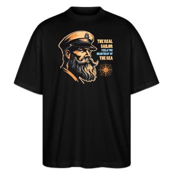 The real sailor - Stanley/Stella Oversized Unisex Bio T-Shirt Blaster 2.0 - Schwarz - Vorne - Alina (178cm) & Michal (187cm)
