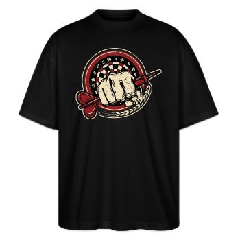 Dart Club 5 - Dart T-Shirts RAHMENLOS - Sport Club - Stanley/Stella Oversized Unisex Bio T-Shirt Blaster 2.0 - Schwarz - Vorne - Alina (178cm) & Michal (187cm)