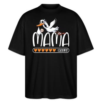 Mama loading - Stanley/Stella Oversized Unisex Bio T-Shirt Blaster 2.0 - Schwarz - Vorne - Alina (178cm) & Michal (187cm)
