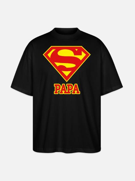 Superman Logo Superpapa - Stanley/Stella Oversized Unisex Bio T-Shirt Blaster 2.0 - Schwarz