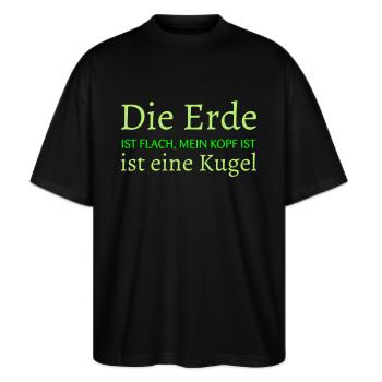Die Erde ist flach - Stanley/Stella Oversized Unisex Bio T-Shirt Blaster 2.0 - Schwarz - Vorne - Alina (178cm) & Michal (187cm)