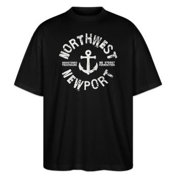 Marke Northwest Newport - Stanley/Stella Oversized Unisex Bio T-Shirt Blaster 2.0 - Schwarz - Vorne - Alina (178cm) & Michal (187cm)