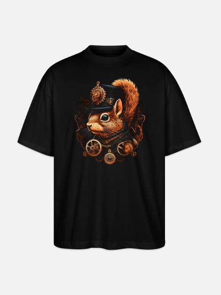 Eichhörnchen Steampunk - Stanley/Stella Oversized Unisex Bio T-Shirt Blaster 2.0 - Schwarz