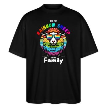 LGBTQ Schaf Pride Month Gay Parade CSD Lustig - Stanley/Stella Oversized Unisex Bio T-Shirt Blaster 2.0 - Schwarz - Vorne - Alina (178cm) & Michal (187cm)