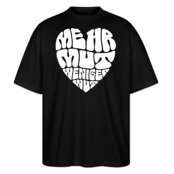Mehr Mut, Weniger Wut - Stanley/Stella Oversized Unisex Bio T-Shirt Blaster 2.0 - Schwarz - Vorne - Alina (178cm) & Michal (187cm)