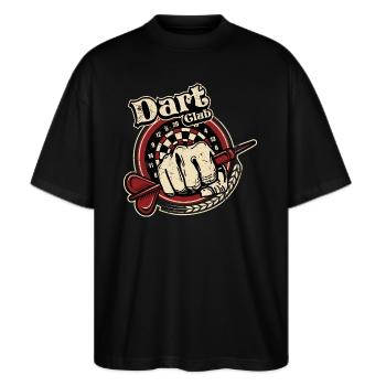 Dart Club 2 - Dart T-Shirts RAHMENLOS - Sport Club - Stanley/Stella Oversized Unisex Bio T-Shirt Blaster 2.0 - Schwarz - Vorne - Alina (178cm) & Michal (187cm)