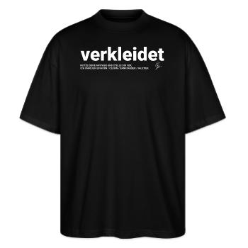 Verkleidet: Kostümersatz zu Karneval u. Fasching - Stanley/Stella Oversized Unisex Bio T-Shirt Blaster 2.0 - Schwarz - Vorne - Alina (178cm) & Michal (187cm)
