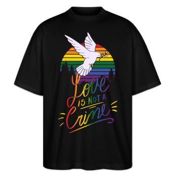 Christopher Street Day - Stanley/Stella Oversized Unisex Bio T-Shirt Blaster 2.0 - Schwarz - Vorne - Alina (178cm) & Michal (187cm)