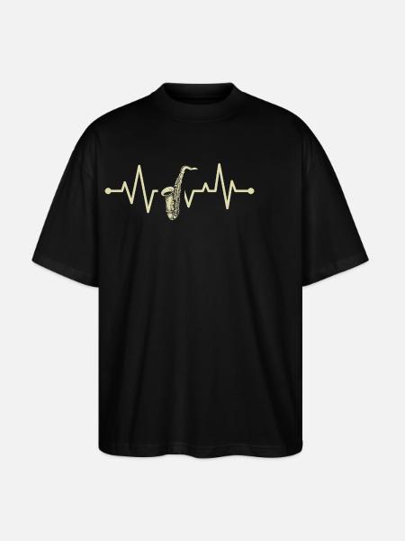 Herzschlag Saxophon - Stanley/Stella Oversized Unisex Bio T-Shirt Blaster 2.0 - Schwarz