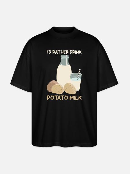 Kartoffel Milch Spruch - Stanley/Stella Oversized Unisex Bio T-Shirt Blaster 2.0 - Schwarz