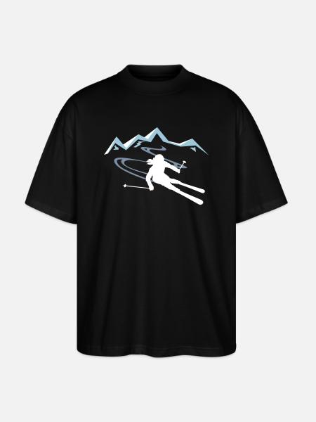 Skifahrerin Berge - Stanley/Stella Oversized Unisex Bio T-Shirt Blaster 2.0 - Schwarz