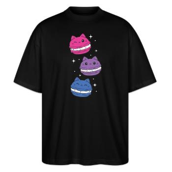 Bisexual - Bisexual Pride - Bisexual Flag - Stanley/Stella Oversized Unisex Bio T-Shirt Blaster 2.0 - Schwarz - Vorne - Alina (178cm) & Michal (187cm)