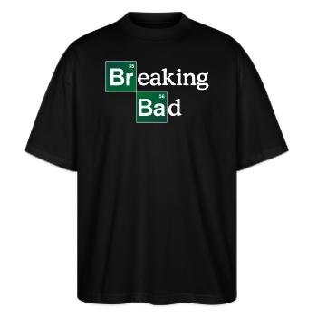 Breaking Bad Logo Brom & Barium - Stanley/Stella Oversized Unisex Bio T-Shirt Blaster 2.0 - Schwarz - Vorne - Alina (178cm) & Michal (187cm)