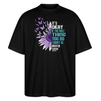 Bewusstsein Für Suizidprävention - Stanley/Stella Oversized Unisex Bio T-Shirt Blaster 2.0 - Schwarz - Vorne - Alina (178cm) & Michal (187cm)