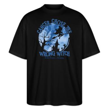 Krebs Hexe Dunkelblau Doppelpunkt - Stanley/Stella Oversized Unisex Bio T-Shirt Blaster 2.0 - Schwarz - Vorne - Alina (178cm) & Michal (187cm)