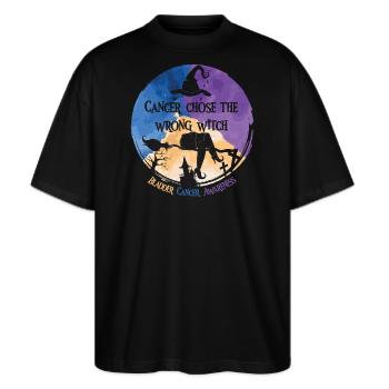 Krebs Hexe Ringelblume Blasenkrebs - Stanley/Stella Oversized Unisex Bio T-Shirt Blaster 2.0 - Schwarz - Vorne - Alina (178cm) & Michal (187cm)