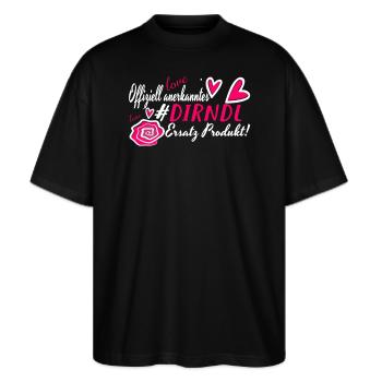 Offiziell anerkanntes Dirndl ersatz Produkt. - Stanley/Stella Oversized Unisex Bio T-Shirt Blaster 2.0 - Schwarz - Vorne - Alina (178cm) & Michal (187cm)