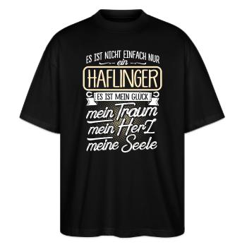 HAFLINGER - Herz - Stanley/Stella Oversized Unisex Bio T-Shirt Blaster 2.0 - Schwarz - Vorne - Alina (178cm) & Michal (187cm)