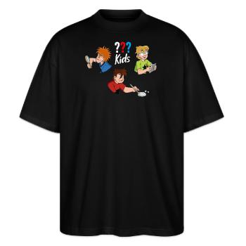 Die Drei ??? Kids Detektive - Stanley/Stella Oversized Unisex Bio T-Shirt Blaster 2.0 - Schwarz - Vorne - Alina (178cm) & Michal (187cm)