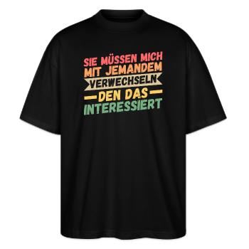 Lustige Sprüche Arbeitskollegen Bürohumor - Stanley/Stella Oversized Unisex Bio T-Shirt Blaster 2.0 - Schwarz - Vorne - Alina (178cm) & Michal (187cm)
