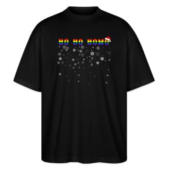 Ho Ho Homo! - Stanley/Stella Oversized Unisex Bio T-Shirt Blaster 2.0 - Schwarz - Vorne - Alina (178cm) & Michal (187cm)