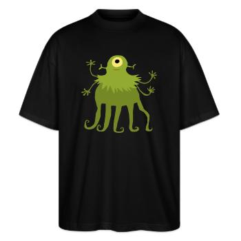 Ausserirdischer - Stanley/Stella Oversized Unisex Bio T-Shirt Blaster 2.0 - Schwarz - Vorne - Alina (178cm) & Michal (187cm)