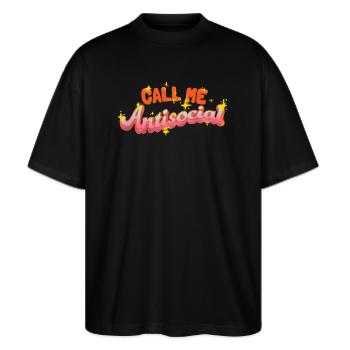Antisocial Introvert Shy - Stanley/Stella Oversized Unisex Bio T-Shirt Blaster 2.0 - Schwarz - Vorne - Alina (178cm) & Michal (187cm)