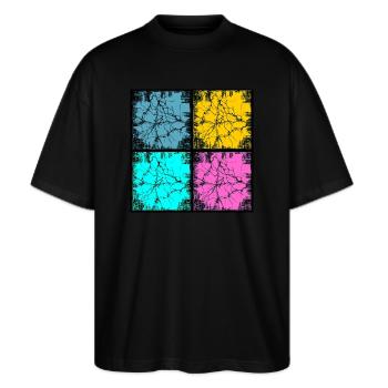 Popart urban style - Stanley/Stella Oversized Unisex Bio T-Shirt Blaster 2.0 - Schwarz - Vorne - Alina (178cm) & Michal (187cm)