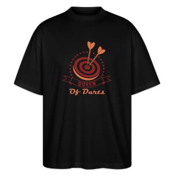 Darts Crew Geschenk Spruch Darts Wurfspieß Sport - Stanley/Stella Oversized Unisex Bio T-Shirt Blaster 2.0 - Schwarz - Vorne - Alina (178cm) & Michal (187cm)
