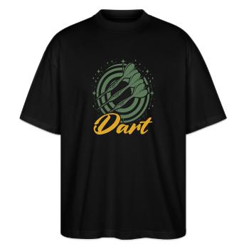Darts Dart Spruch Wurfspieß Sport Geschenkidee - Stanley/Stella Oversized Unisex Bio T-Shirt Blaster 2.0 - Schwarz - Vorne - Alina (178cm) & Michal (187cm)