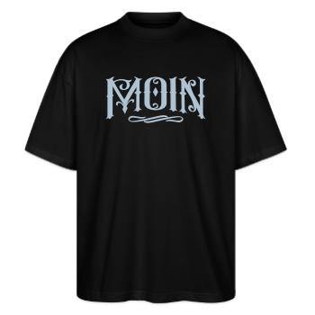 moin - Stanley/Stella Oversized Unisex Bio T-Shirt Blaster 2.0 - Schwarz - Vorne - Alina (178cm) & Michal (187cm)