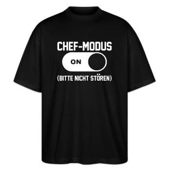 Teamleiter Chef Abschied - Stanley/Stella Oversized Unisex Bio T-Shirt Blaster 2.0 - Schwarz - Vorne - Alina (178cm) & Michal (187cm)