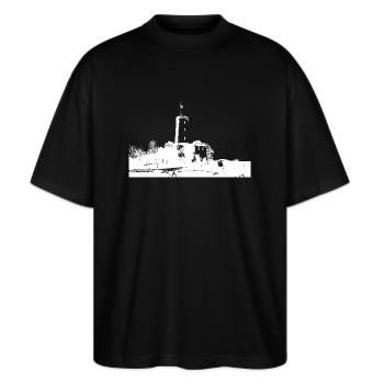 Sparrenburg Bielefeld - Stanley/Stella Oversized Unisex Bio T-Shirt Blaster 2.0 - Schwarz - Vorne - Alina (178cm) & Michal (187cm)