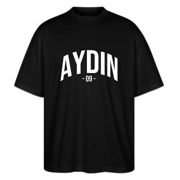 Aydin 09 Türkei Turkiye Geschenk Urlaub Türk TR - Stanley/Stella Oversized Unisex Bio T-Shirt Blaster 2.0 - Schwarz - Vorne - Alina (178cm) & Michal (187cm)