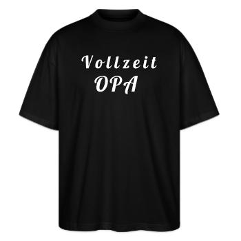 Vollzeit Opa - Stanley/Stella Oversized Unisex Bio T-Shirt Blaster 2.0 - Schwarz - Vorne - Alina (178cm) & Michal (187cm)