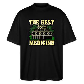 Heilung durch Musik - Stanley/Stella Oversized Unisex Bio T-Shirt Blaster 2.0 - Schwarz - Vorne - Alina (178cm) & Michal (187cm)