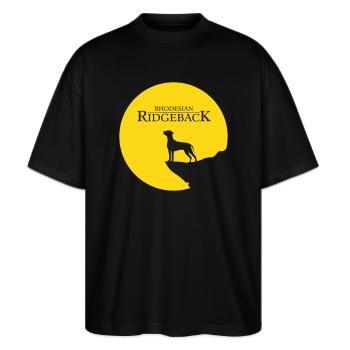 Rhodesian Ridgeback Rising Sun - Stanley/Stella Oversized Unisex Bio T-Shirt Blaster 2.0 - Schwarz - Vorne - Alina (178cm) & Michal (187cm)