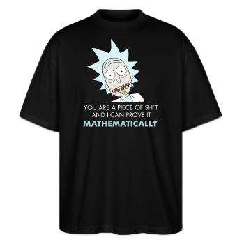 Rick And Morty Piece Of Sh*t Stück Schei*e - Stanley/Stella Oversized Unisex Bio T-Shirt Blaster 2.0 - Schwarz - Vorne - Alina (178cm) & Michal (187cm)
