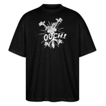 Looney Tunes Wile E. Coyote Ouch! - Stanley/Stella Oversized Unisex Bio T-Shirt Blaster 2.0 - Schwarz - Vorne - Alina (178cm) & Michal (187cm)