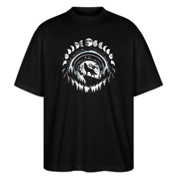 Mondphasen Symbol Astronomie Astrologie Vollmond - Stanley/Stella Oversized Unisex Bio T-Shirt Blaster 2.0 - Schwarz - Vorne - Alina (178cm) & Michal (187cm)