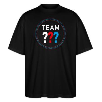 Die Drei ??? Team Drei Fragezeichen - Stanley/Stella Oversized Unisex Bio T-Shirt Blaster 2.0 - Schwarz - Vorne - Alina (178cm) & Michal (187cm)