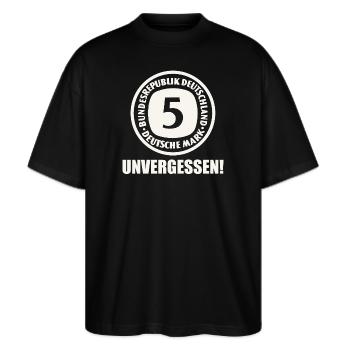 5 Deutsche Mark DM D-Mark Vergangenheit - Stanley/Stella Oversized Unisex Bio T-Shirt Blaster 2.0 - Schwarz - Vorne - Alina (178cm) & Michal (187cm)