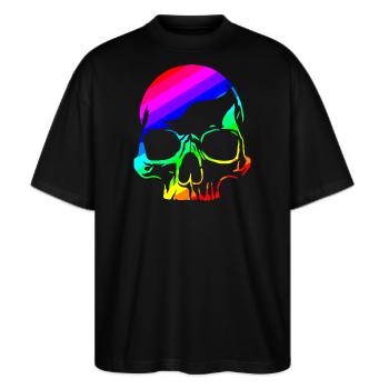 Pride Skull - Stanley/Stella Oversized Unisex Bio T-Shirt Blaster 2.0 - Schwarz - Vorne - Alina (178cm) & Michal (187cm)