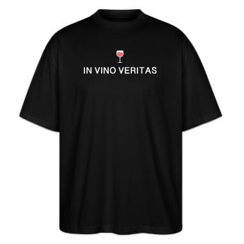 In Vino Veritas - Stanley/Stella Oversized Unisex Bio T-Shirt Blaster 2.0 - Schwarz - Vorne - Alina (178cm) & Michal (187cm)