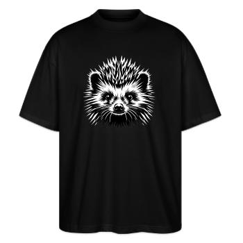 Igel - Stanley/Stella Oversized Unisex Bio T-Shirt Blaster 2.0 - Schwarz - Vorne - Alina (178cm) & Michal (187cm)